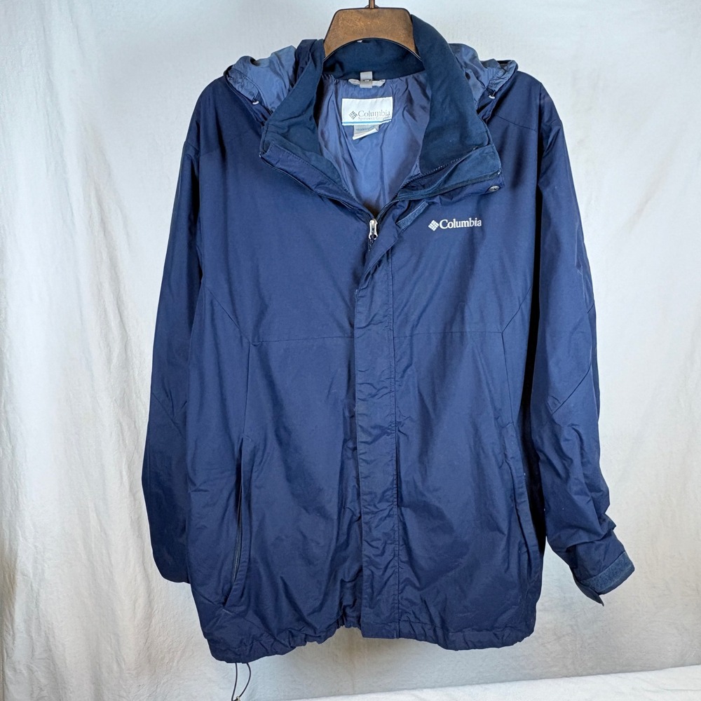Columbia Eager Air Interchange Jacket Mens 2XL Blue Hooded Full Zip Shell Only